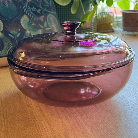 Pyrex 024 Pyrex Quart Round Casserole Dish Pyrex Cranberry Glass